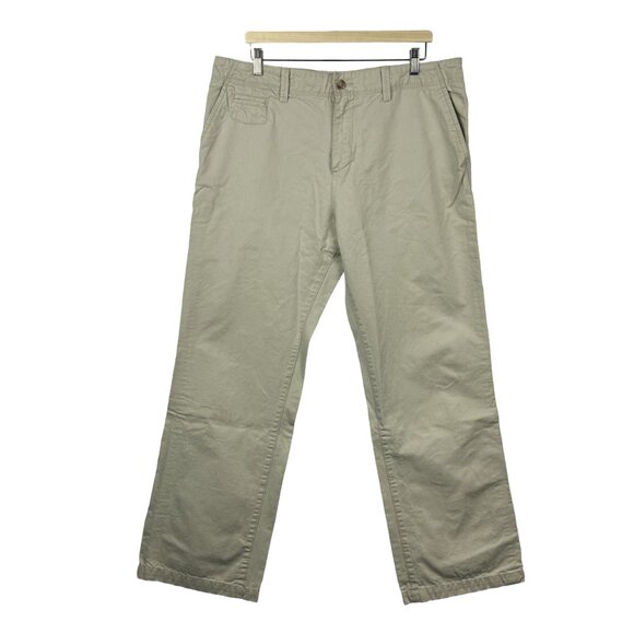 Old Navy Pants Mens 38x31* Khakis Beige Flat‎ Front Baggy Cotton Casual Trousers - Picture 1 of 14